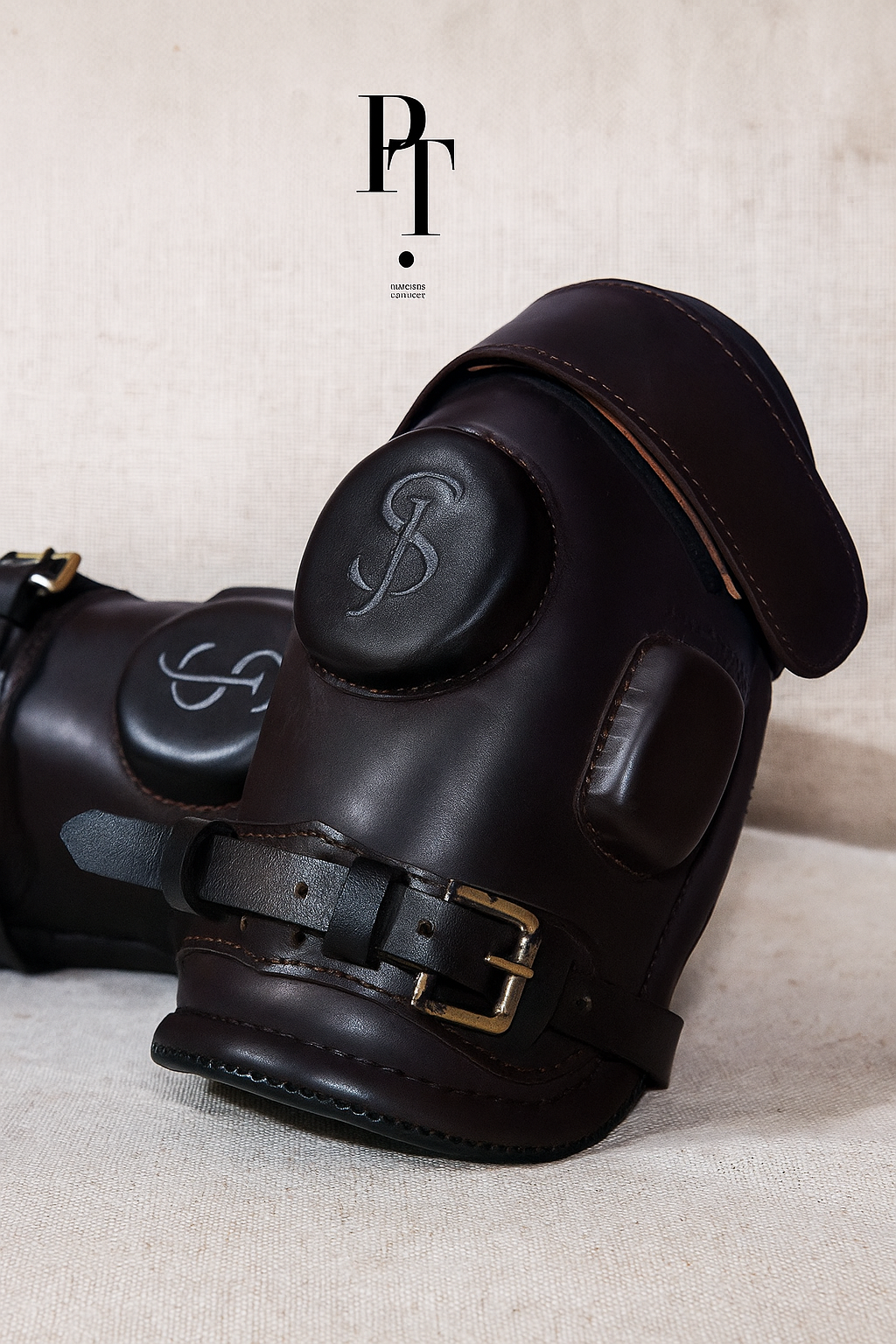 Classic Buckled Leather Knee Guards