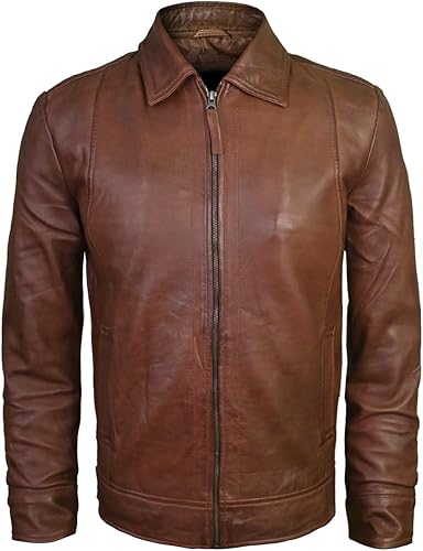 PT Brown Leather Jacket for Men