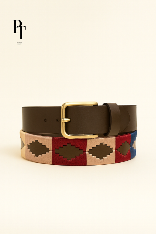 Prestige Tannery Contrast-Stitch Leather Belt – Polo Edition