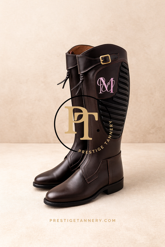 Prestige Tannery Professional Polo Boots – Dark Brown Leather with Black Silicon