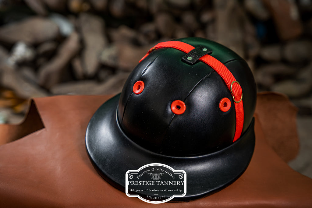 Black with Red Stripes Polo Helmet