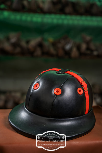 Black with Red Stripes Polo Helmet