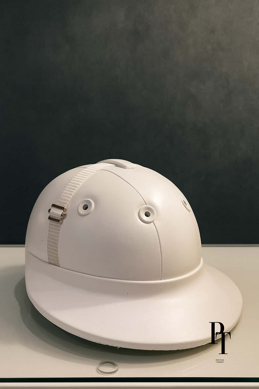 White Leather Polo Helmet