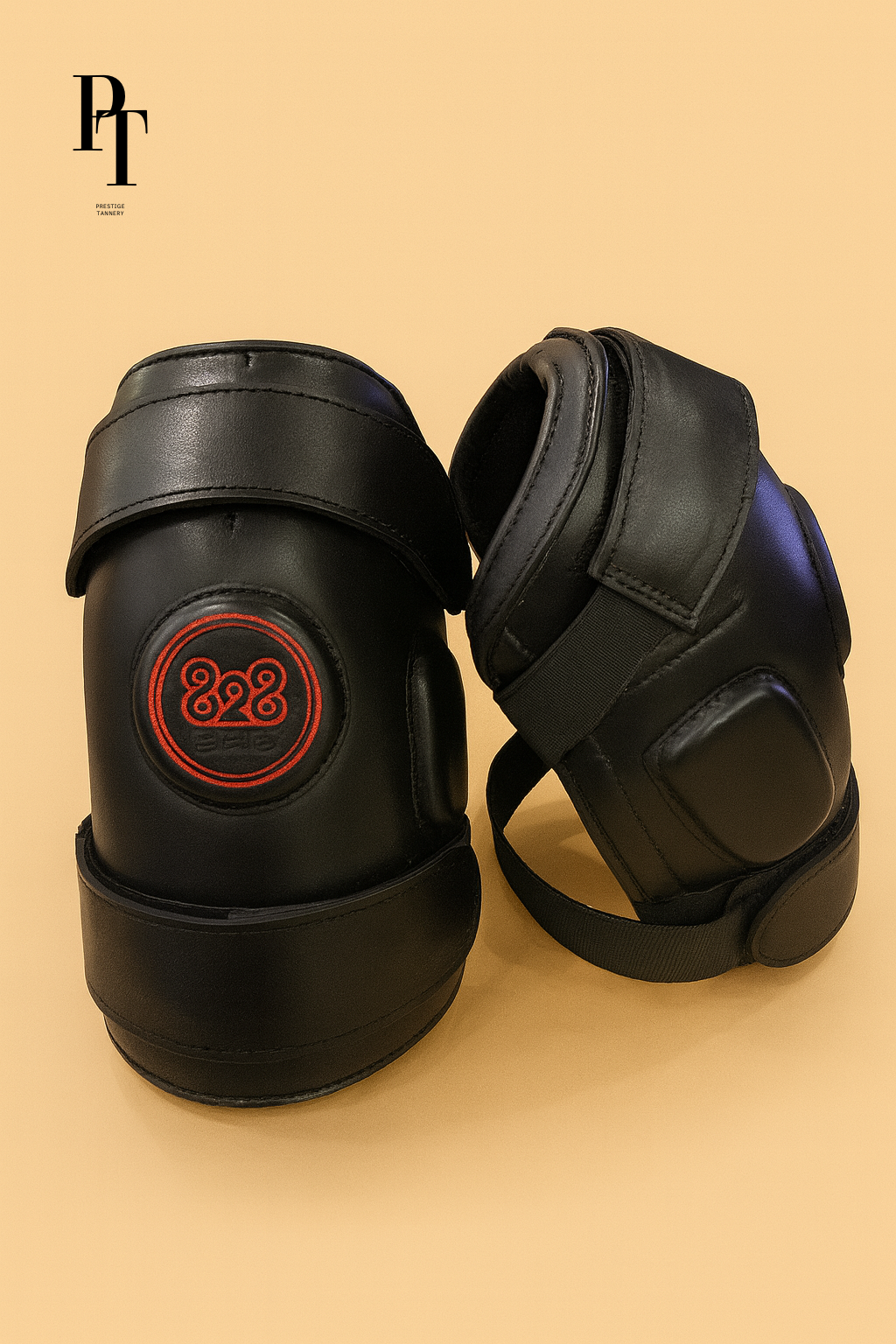 Classic Leather Black Knee Guards - Monogramed