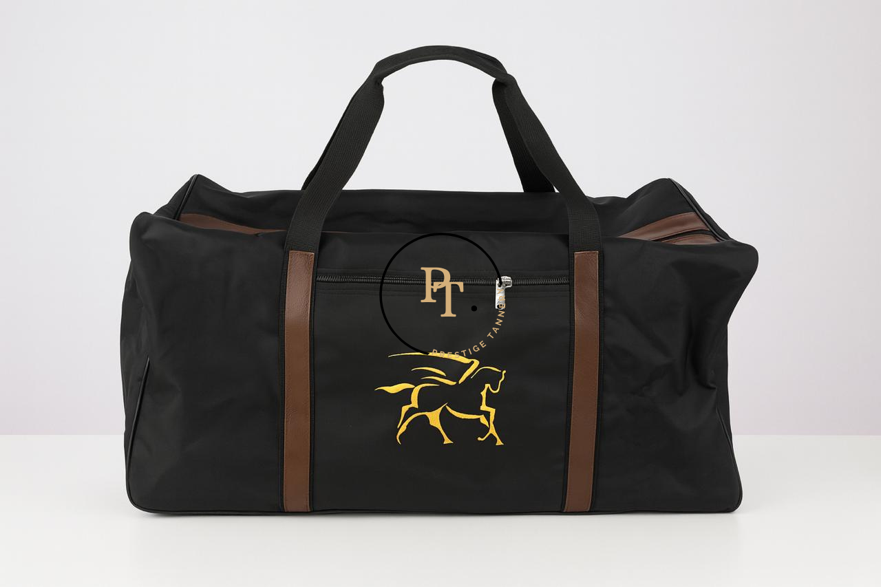 Prestige Tannery Complete Polo Bag Set – Black with Brown Leather (4-Piece)