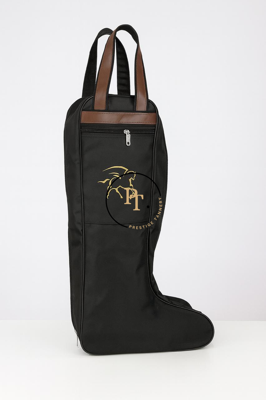 Prestige Tannery Complete Polo Bag Set – Black with Brown Leather (4-Piece)