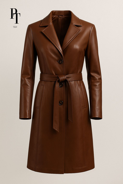 Prestige Tannery Brown Leather Trench Coat