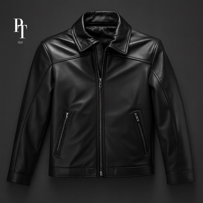 Classic Black Leather Jacket For Men