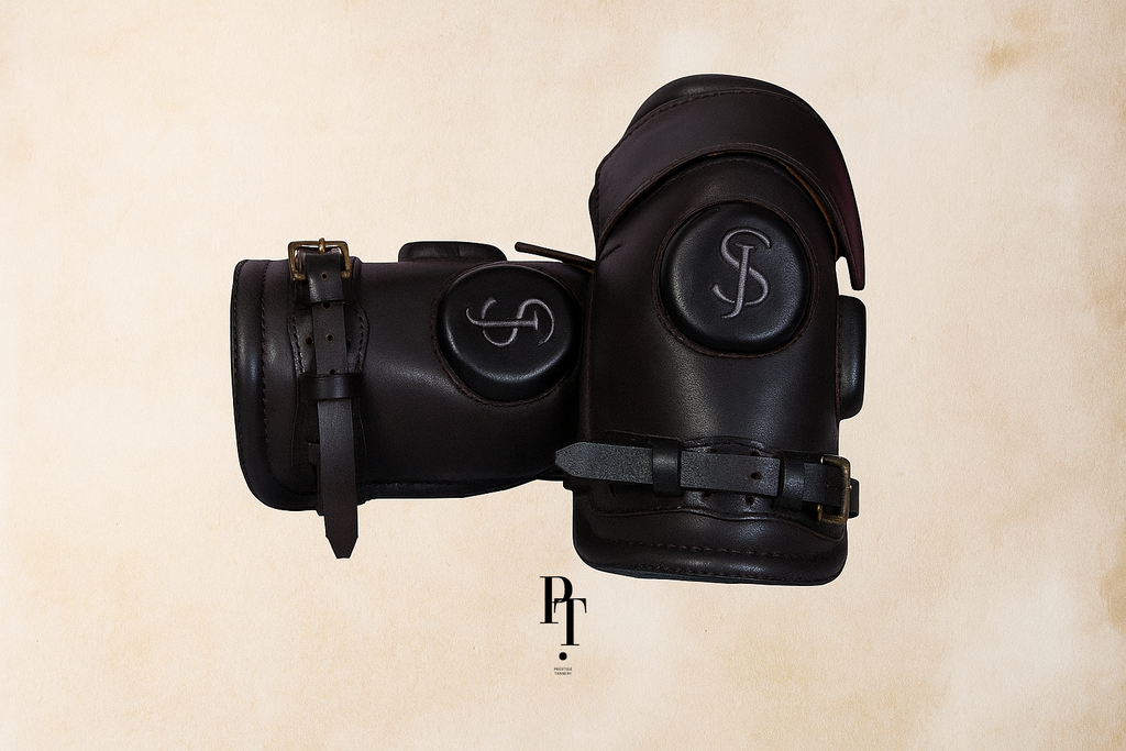 Classic Buckled Leather Knee Guards