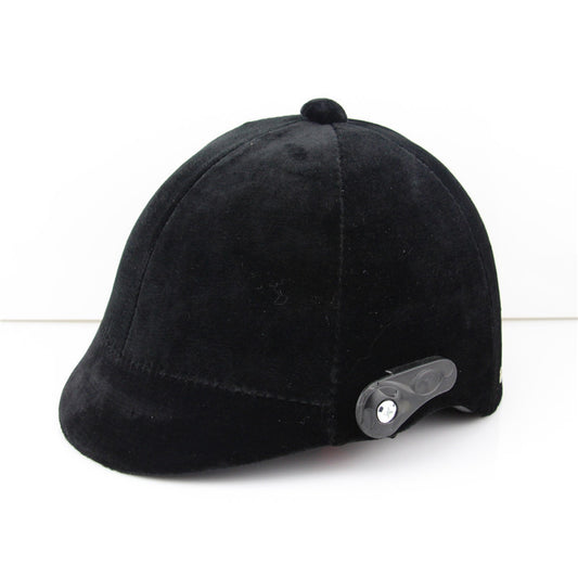 Equestrian Riding Helmet - Unisex Black Suede Safety Headgear