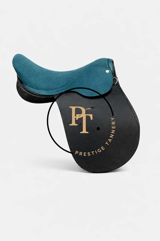 Prestige Tannery Professional Polo Saddle – Crystal Teal Seat & Black Flaps