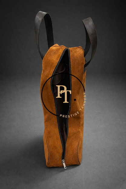 Prestige Tannery Camel Suede Leather Boot Bag