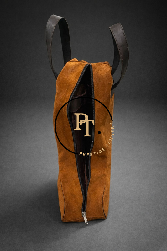 Prestige Tannery Camel Suede Leather Boot Bag