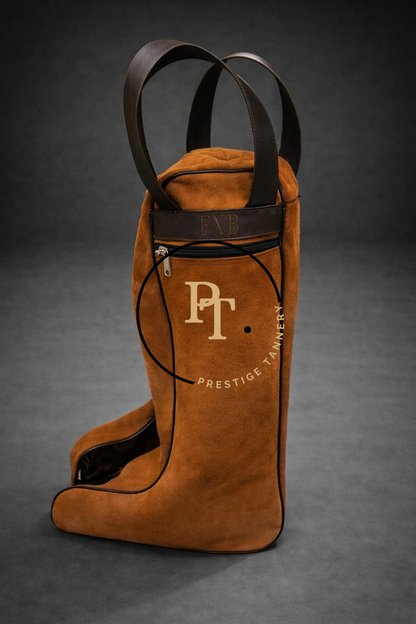 Prestige Tannery Camel Suede Leather Boot Bag
