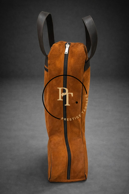 Prestige Tannery Camel Suede Leather Boot Bag
